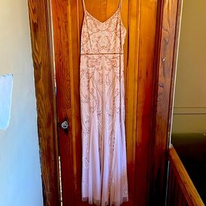 Blush Pink Adrianna Pappell Platinum Sequence Dress